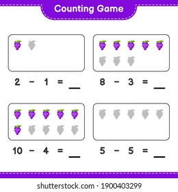 Counting game, count the number of Grape and write the result. Educational children game, printable worksheet, vector illustration