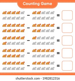 Counting game, count the number of Hat and write the result. Educational children game, printable worksheet, vector illustration