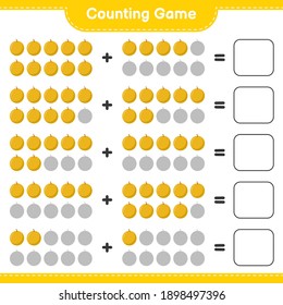 Counting game, count the number of Honey Melon and write the result. Educational children game, printable worksheet, vector illustration