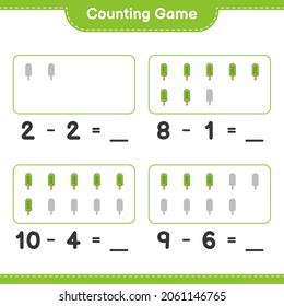 Counting game, count the number of Ice Cream and write the result. Educational children game, printable worksheet, vector illustration
