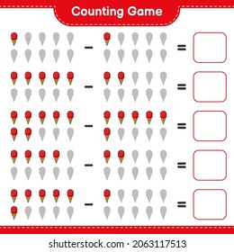 Counting game, count the number of Ice Cream and write the result. Educational children game, printable worksheet, vector illustration