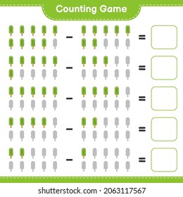 Counting game, count the number of Ice Cream and write the result. Educational children game, printable worksheet, vector illustration