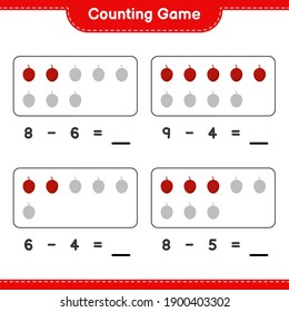 Contando el juego, contar el número de palma de Ita y escribir el resultado. Juego infantil educativo, hoja de cálculo imprimible, ilustración vectorial