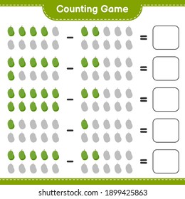Counting game, count the number of Jackfruit and write the result. Educational children game, printable worksheet, vector illustration