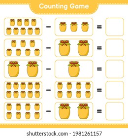 Counting game, count the number of Jam and write the result. Educational children game, printable worksheet, vector illustration