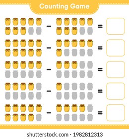 Counting game, count the number of Jam and write the result. Educational children game, printable worksheet, vector illustration