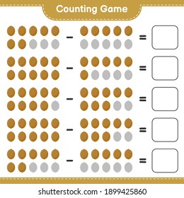 Counting game, count the number of Kiwi and write the result. Educational children game, printable worksheet, vector illustration