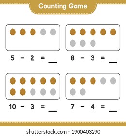 Counting game, count the number of Kiwi and write the result. Educational children game, printable worksheet, vector illustration