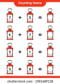 Counting game, count the number of Lantern and write the result. Educational children game, printable worksheet, vector illustration