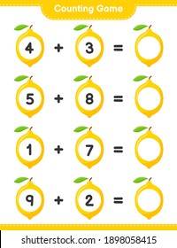 Counting game, count the number of Lemon and write the result. Educational children game, printable worksheet, vector illustration