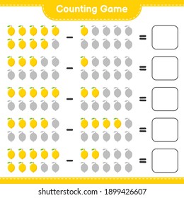 Counting game, count the number of Lemon and write the result. Educational children game, printable worksheet, vector illustration