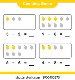 Counting game, count the number of Lemon and write the result. Educational children game, printable worksheet, vector illustration