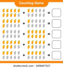 Counting game, count the number of Mango and write the result. Educational children game, printable worksheet, vector illustration