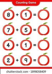 Counting game, count the number of Nectarine and write the result. Educational children game, printable worksheet, vector illustration