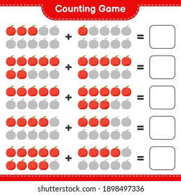 Counting game, count the number of Nectarine and write the result. Educational children game, printable worksheet, vector illustration
