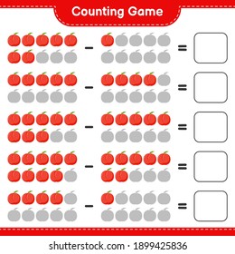 Contando juego, contar el número de Nectarina y escribir el resultado. Juego infantil educativo, hoja de cálculo imprimible, ilustración vectorial