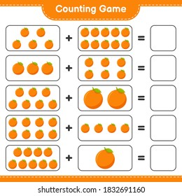 Counting game, count the number of Orange and write the result. Educational children game, printable worksheet, vector illustration