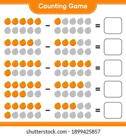 Counting game, count the number of Orange and write the result. Educational children game, printable worksheet, vector illustration