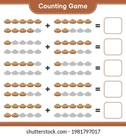 Counting game, count the number of Pie and write the result. Educational children game, printable worksheet, vector illustration