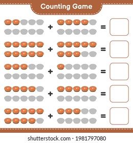 Counting game, count the number of Pie and write the result. Educational children game, printable worksheet, vector illustration