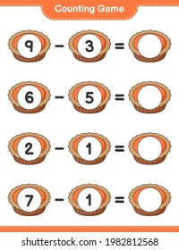 Counting game, count the number of Pie and write the result. Educational children game, printable worksheet, vector illustration