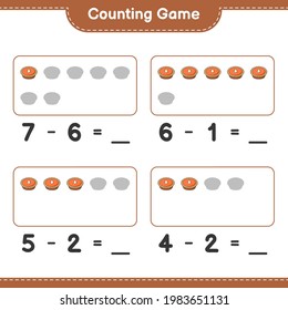 Counting game, count the number of Pie and write the result. Educational children game, printable worksheet, vector illustration