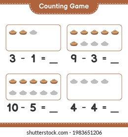 Counting game, count the number of Pie and write the result. Educational children game, printable worksheet, vector illustration