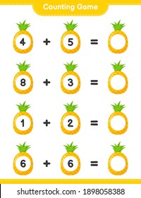 Counting game, count the number of Pineapple and write the result. Educational children game, printable worksheet, vector illustration