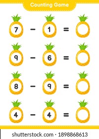 Counting game, count the number of Pineapple and write the result. Educational children game, printable worksheet, vector illustration