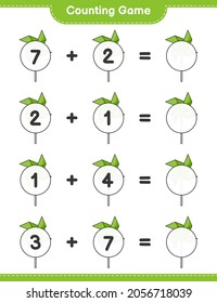 Counting game, count the number of Pinwheels and write the result. Educational children game, printable worksheet, vector illustration