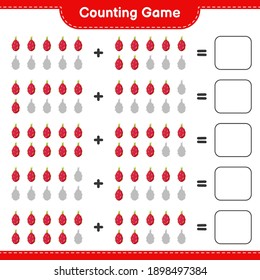 Counting game, count the number of Pitaya and write the result. Educational children game, printable worksheet, vector illustration