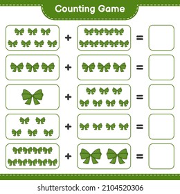 Counting game, count the number of Ribbon and write the result. Educational children game, printable worksheet, vector illustration