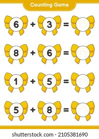 Counting game, count the number of Ribbon and write the result. Educational children game, printable worksheet, vector illustration