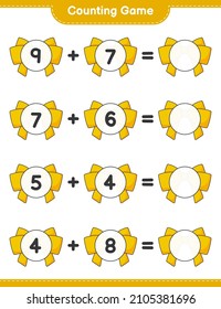 Counting game, count the number of Ribbon and write the result. Educational children game, printable worksheet, vector illustration