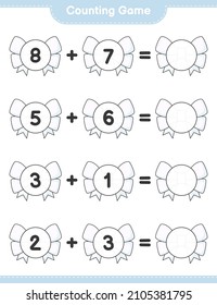 Counting game, count the number of Ribbon and write the result. Educational children game, printable worksheet, vector illustration