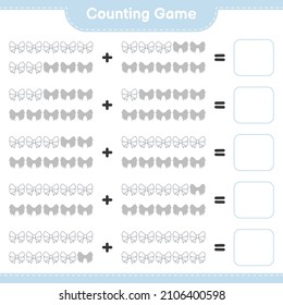 Counting game, count the number of Ribbon and write the result. Educational children game, printable worksheet, vector illustration
