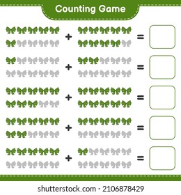 Counting game, count the number of Ribbon and write the result. Educational children game, printable worksheet, vector illustration