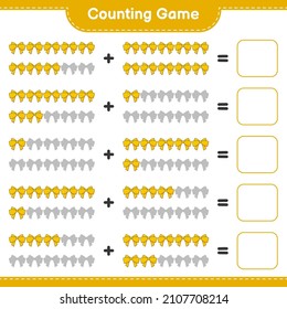 Counting game, count the number of Ribbon and write the result. Educational children game, printable worksheet, vector illustration