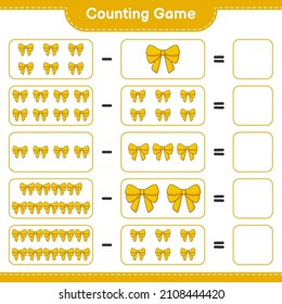 Counting game, count the number of Ribbon and write the result. Educational children game, printable worksheet, vector illustration