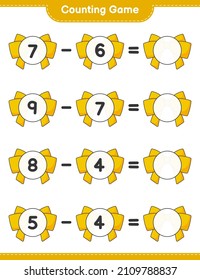 Counting game, count the number of Ribbon and write the result. Educational children game, printable worksheet, vector illustration