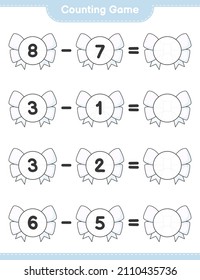 Counting game, count the number of Ribbon and write the result. Educational children game, printable worksheet, vector illustration
