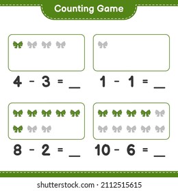 Counting game, count the number of Ribbon and write the result. Educational children game, printable worksheet, vector illustration
