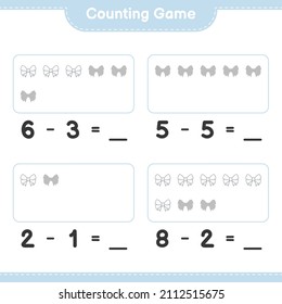 Counting game, count the number of Ribbon and write the result. Educational children game, printable worksheet, vector illustration