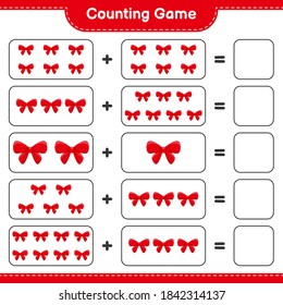 Counting game, count the number of Ribbons and write the result. Educational children game, printable worksheet, vector illustration