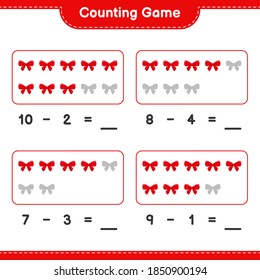 Counting game, count the number of Ribbons and write the result. Educational children game, printable worksheet, vector illustration