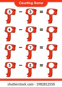 Contando juego, contar el número de Scarf y escribir el resultado. Juego infantil educativo, hoja de cálculo imprimible, ilustración vectorial