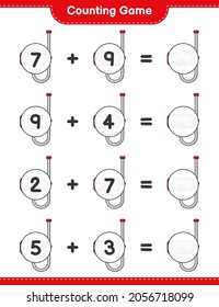 Counting game, count the number of Scuba Diving Mask and write the result. Educational children game, printable worksheet, vector illustration