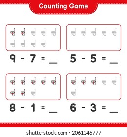 Counting game, count the number of Scuba Diving Mask and write the result. Educational children game, printable worksheet, vector illustration