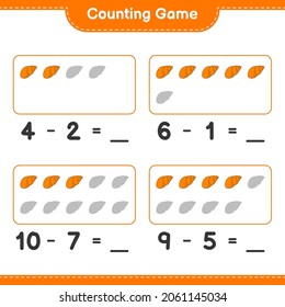Counting game, count the number of Sea Shells and write the result. Educational children game, printable worksheet, vector illustration