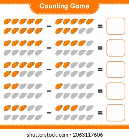 Counting game, count the number of Sea Shells and write the result. Educational children game, printable worksheet, vector illustration
